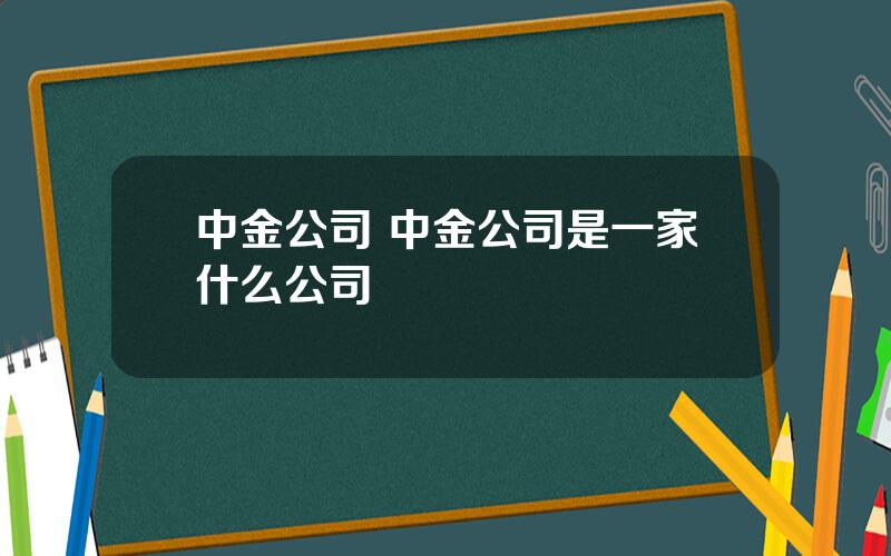 中金公司 中金公司是一家什么公司